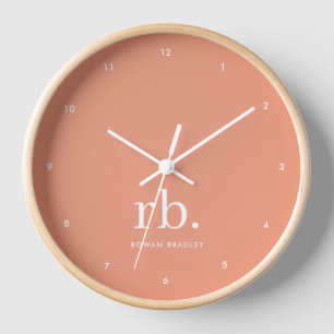 Reloj Monograma Coral Peach Elegante Femenino Minimalist