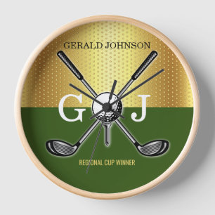Reloj Monograma de golf elegante personalizado minimalis