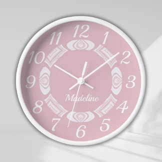 Reloj Monograma de guión rosado de Rubor Nombre Giratori