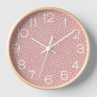 Reloj Monograma de puntos marrones rosados y boho terrac