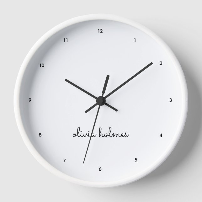Reloj Monograma elegante | Guión blanco Minimalista mode (Anverso)