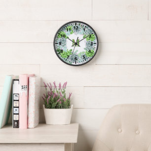 Reloj Monograma Floral de Suculentas Verdes Modernas M