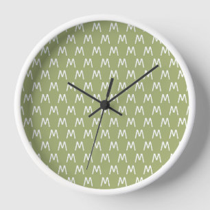 Reloj Monograma minimalista verde y blanco