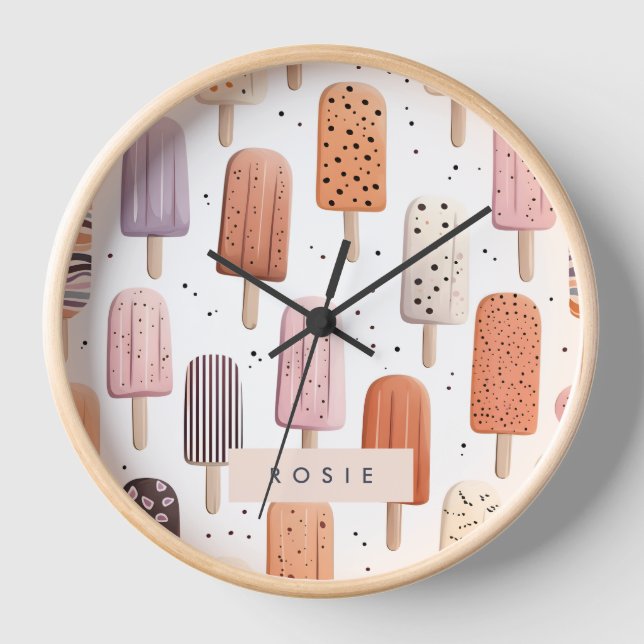 Reloj Monograma Patrón de paleta de corte personalizado  (Anverso)