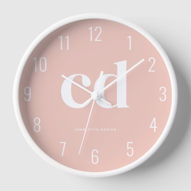 Reloj Monograma rosa Minimalista (Anverso)