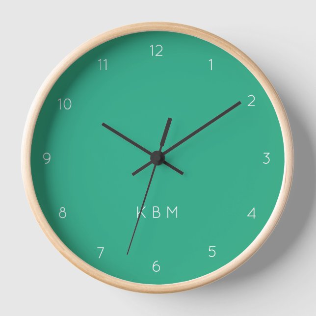 Reloj Monograma verde de Jade | Iniciales minimalistas m (Anverso)