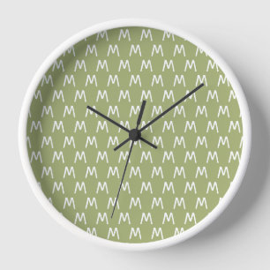 Reloj Monograma verde y blanco minimalista