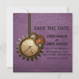 Reloj morado de vintage Guardar la invitación de f