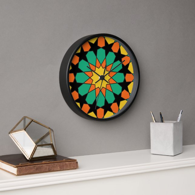 Reloj Mosaico marroquí de atardecer tropical (Oficina)