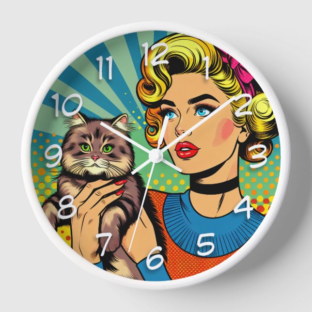 Reloj Mujeres de arte pop cómico personalizado sostienen (Anverso)