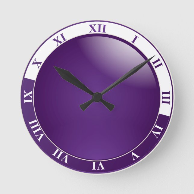 Reloj mural romano púrpura y blanco moderno (Anverso)