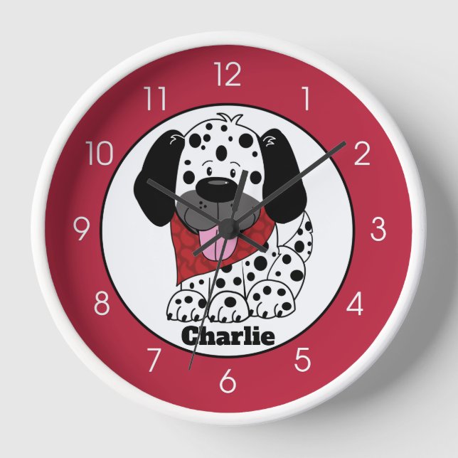 Reloj Muro Dalmatiano de Camión de Fuego para Niños (Anverso)