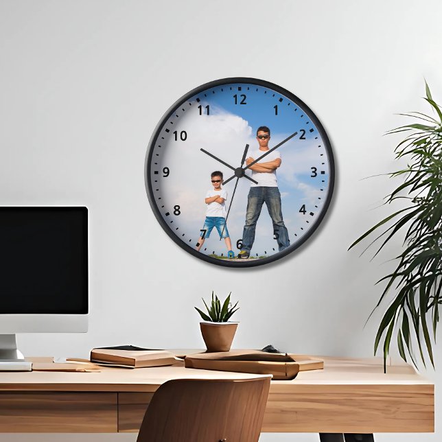 Reloj Muro moderno de fotografía familiar personalizada  (Modern Casual Personalized Family Photo Wall Clock
)