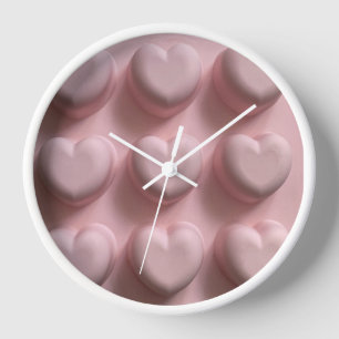 Reloj Muro redondo del corazón rosado