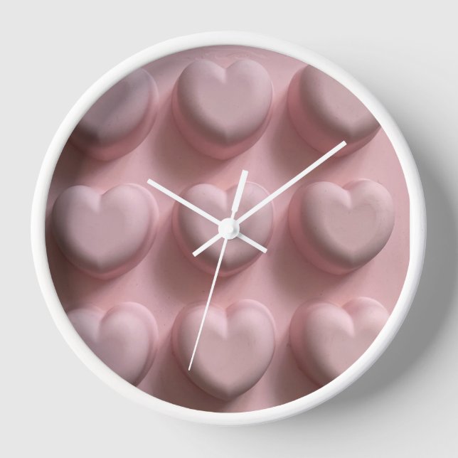 Reloj Muro redondo del corazón rosado (Anverso)