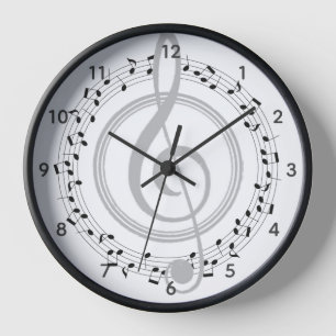 Reloj Music Notes Circle Treble Clef Piano Singer Clock