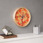 Reloj Naranja amarillo Bali Batik Art Style Paisley<br><div class="desc">Hermoso naranja contemporáneo, amarillo y rojo estilo Batik abstracto Paisley estampado floral. Los acentos decorativos originales para decorar el dormitorio de su amo o de sus hijos, la cocina, el comedor, el salón o la habitación familiar, la cueva de mujer, la residencia universitaria, el condo, el estudio o apartamento, la...</div>