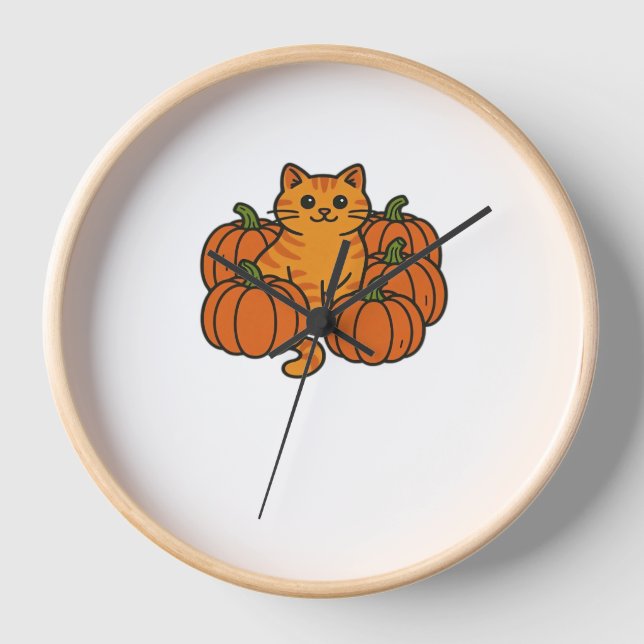 Reloj Naranja Calabaza Gato Gato Gato Gato Magia Camiset (Anverso)