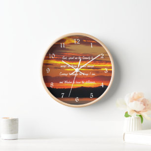 Reloj Naranja de oración de la Serenidad inspiradora Sun