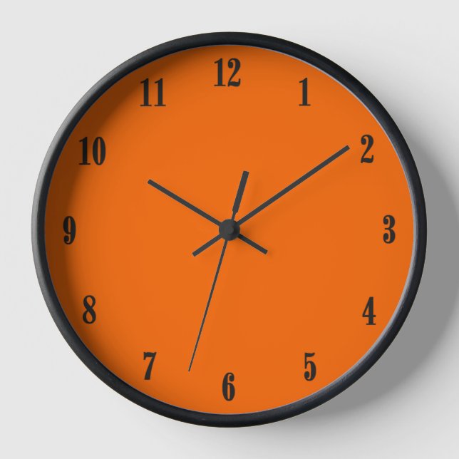 Reloj Naranja sólido con números negros (Anverso)