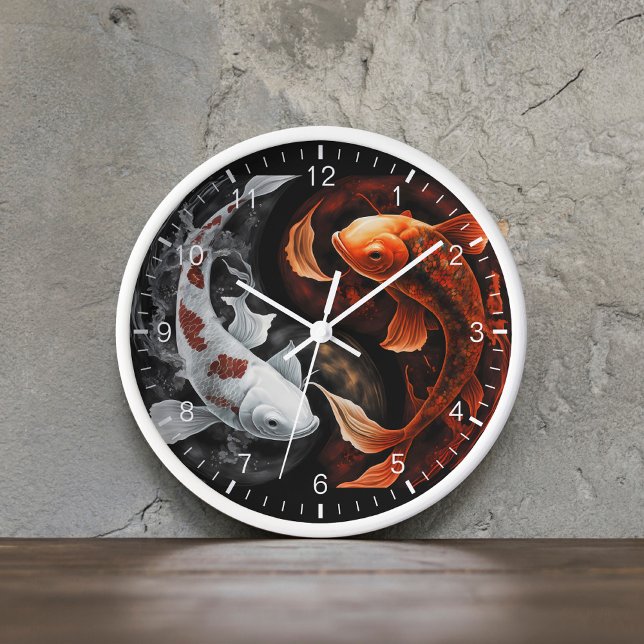 Reloj Naranja Y Blanco Afortunado Koi Pescado Arte Japon (Subido por el creador)