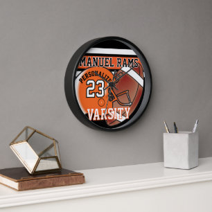 Reloj Naranja y Jersey de Fútbol Negro   EDITABLE