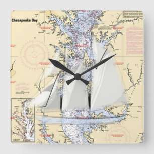 Reloj náutico de la bahía de Chesapeake del mapa