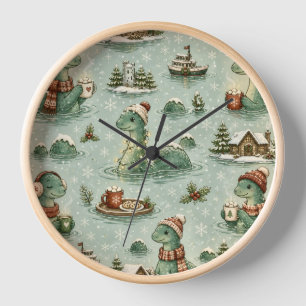 Reloj Navidad Nessie Monstruo del Lago Ness Acogedor Crí