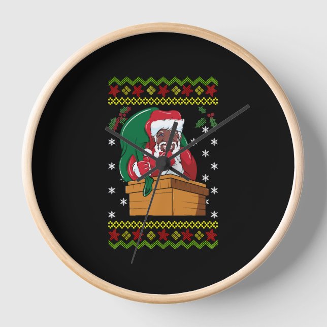 Reloj Navidades afroamericanos de Santa Ugly (Anverso)