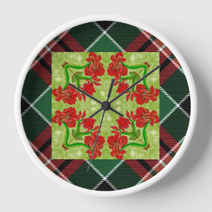 Reloj Navidades Amaryllis Plaid Coaster
