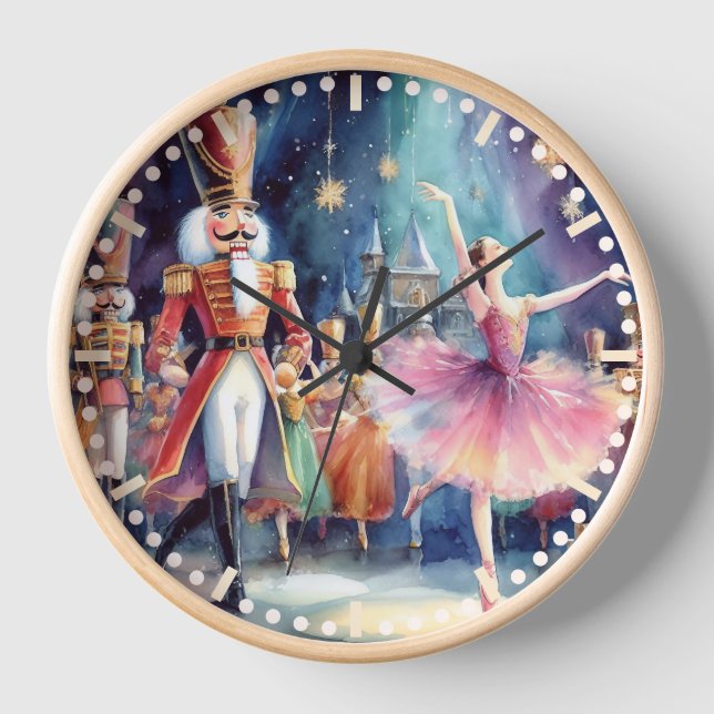 Reloj Navidades de acuarela de ballet de nueces Ballerin (Anverso)