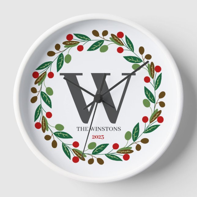 Reloj Navidades de invierno rústicos Monograma Campaña i (Anverso)