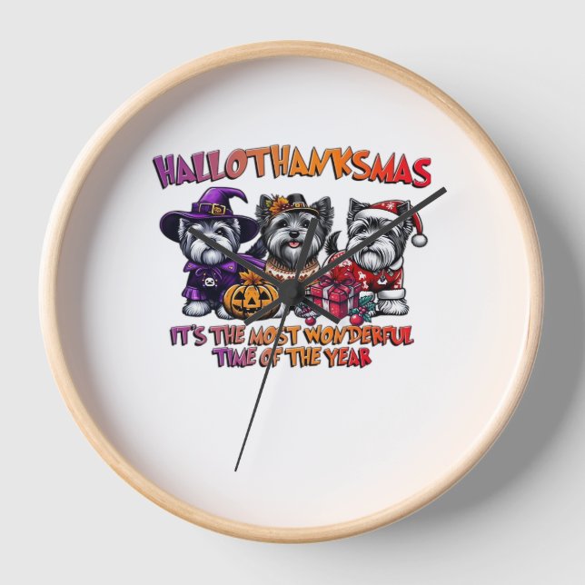 Reloj Navidades del Día de Acción de Gracias de Skye Ter (Anverso)