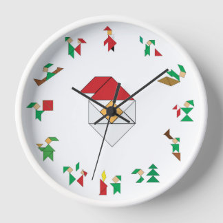 Reloj Navidades Elves y Santa Tangramas