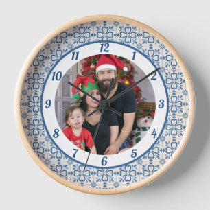 Reloj Navidades grill y flores pétalos marco