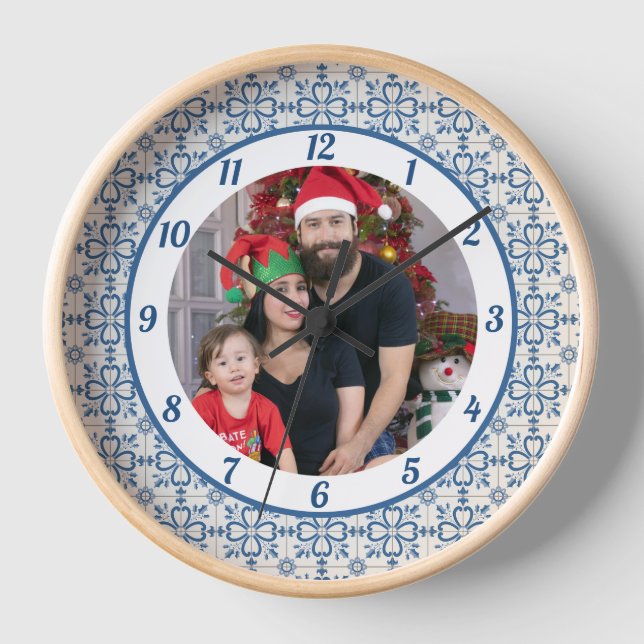 Reloj Navidades grill y flores pétalos marco (Anverso)