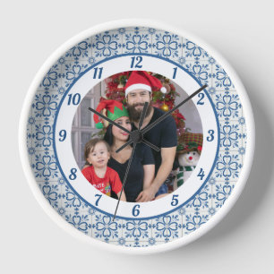 Reloj Navidades grill y flores pétalos marco
