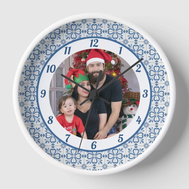 Reloj Navidades grill y flores pétalos marco (Anverso)