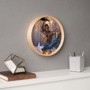 Reloj Navidades SlipperyJoe estrellas doradas luces moja