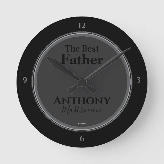 Reloj negro con las palabras "El mejor padre" y no (Anverso)