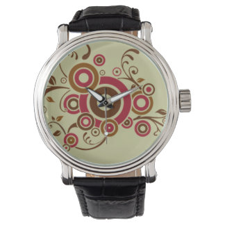 Reloj negro de cuero vintage de Ivy Scroll