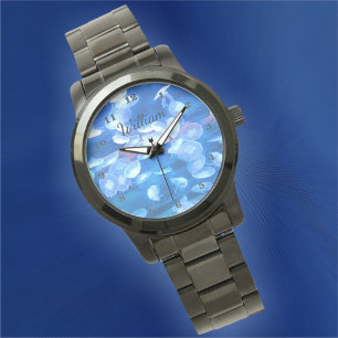 Reloj negro de la pulsera de las medusas 0925 del