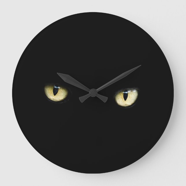 Reloj negro de ojos para gato de Halloween (Anverso)