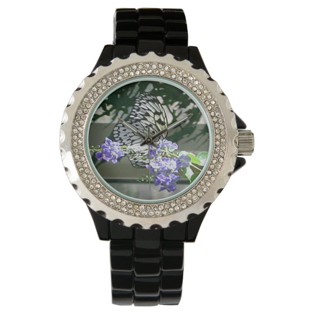 Reloj negro Diamante de imitación de las mujeres c (Anverso)