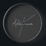 Reloj Negro profesional añada su nombre manuscrito retro<br><div class="desc">Esta plantilla se puede personalizar para satisfacer todas las ocupaciones personales.</div>