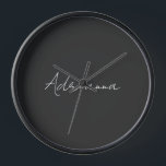 Reloj Negro profesional añada su nombre manuscrito retro<br><div class="desc">Esta plantilla se puede personalizar para satisfacer todas las ocupaciones personales.</div>