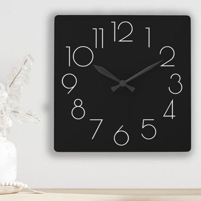 Reloj negro y blanco Minimalista editable (Modern, chic black and white wall clock)