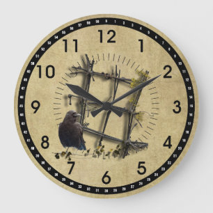 Reloj negro y reja - Reloj de pared redonda
