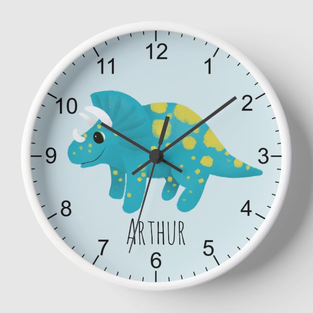 Reloj Niños Cute Blue Dinosaur Niños Nursera (Anverso)