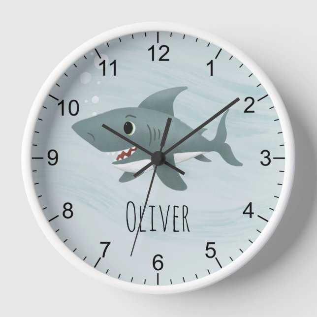 Reloj Niños Cute Blue Ocean Shark Nids Nursery (Anverso)